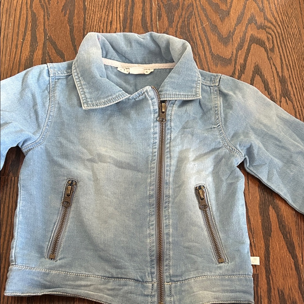 Children's Sky Blue Denim Jacket with Zipper Pockets